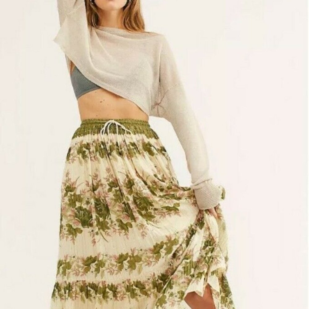 NWT Spell & the Gypsy Collective Designs Coco Lei Maxi Skirt Olive Sz XS